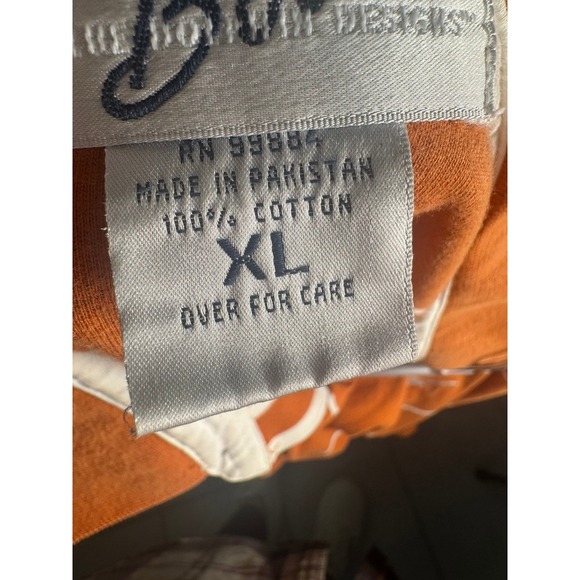 Blue Bottom Designs Mens Orange White Striped Texas Longhorns Polo Shirt XL - Picture 4 of 9